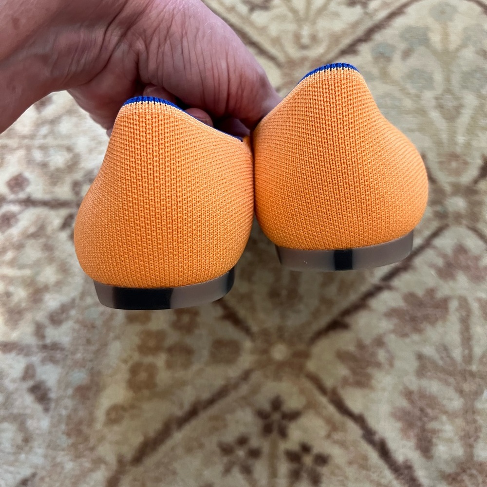 NWOT/Rothy's Women’s Pointed Toe Flats Tangerine Orange Washable Fabric - Picture 6 of 12